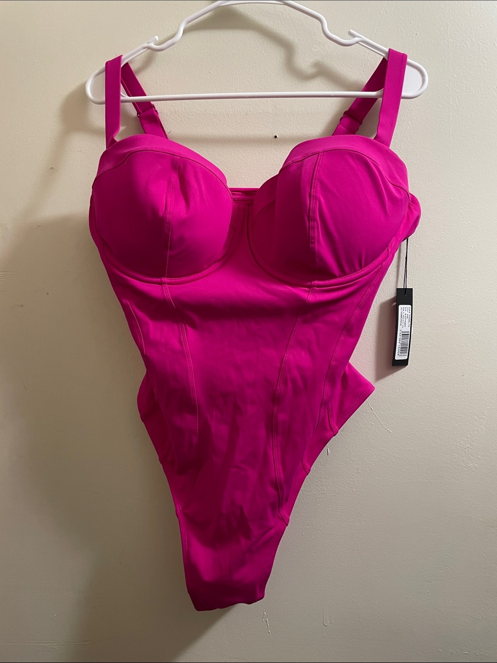 Ta3 Hot Pink Underwire One-Piece Swimsuit hi cut pushy